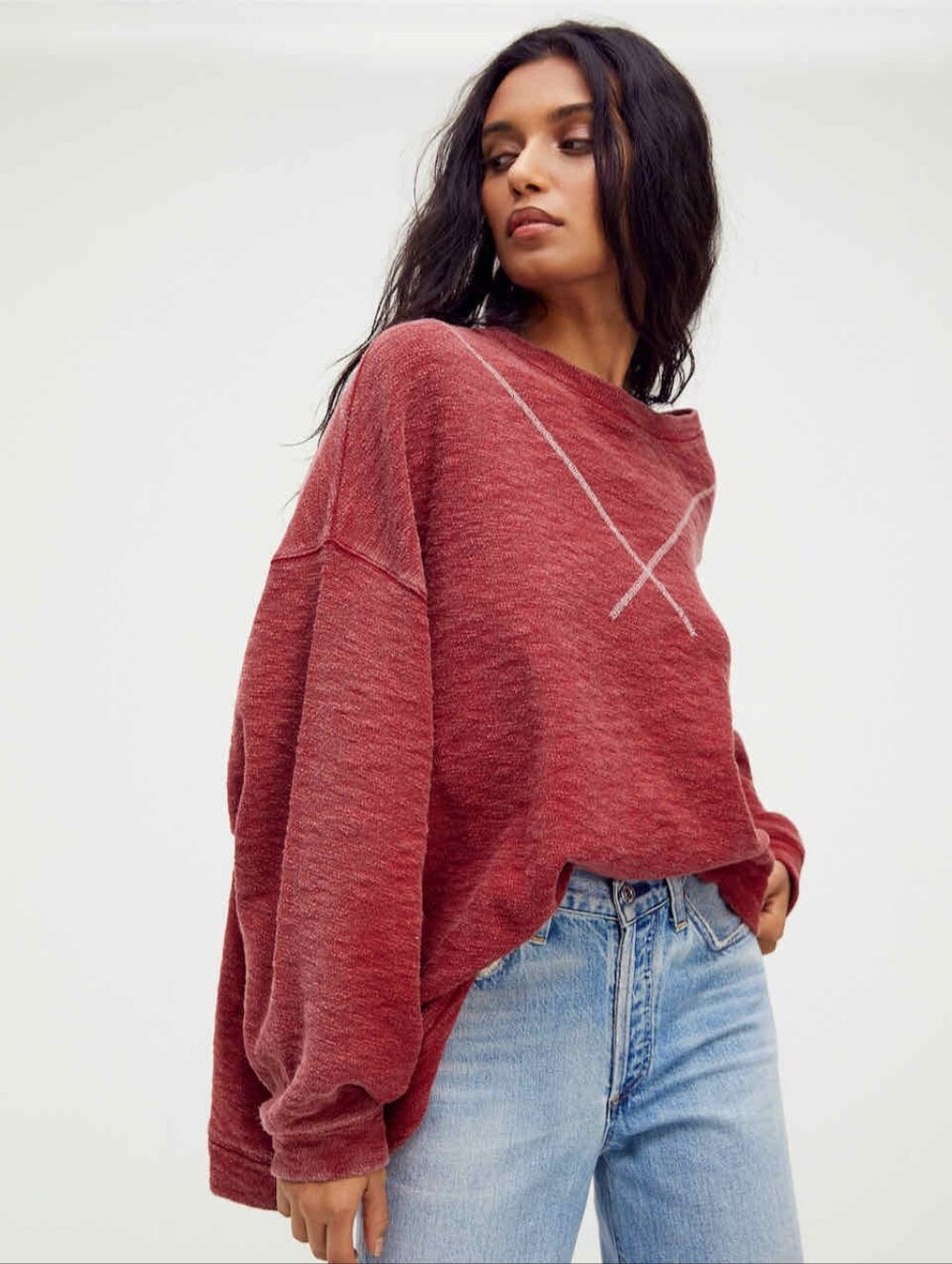 Free People Come Again Tee Sweater In LILAC COLOR